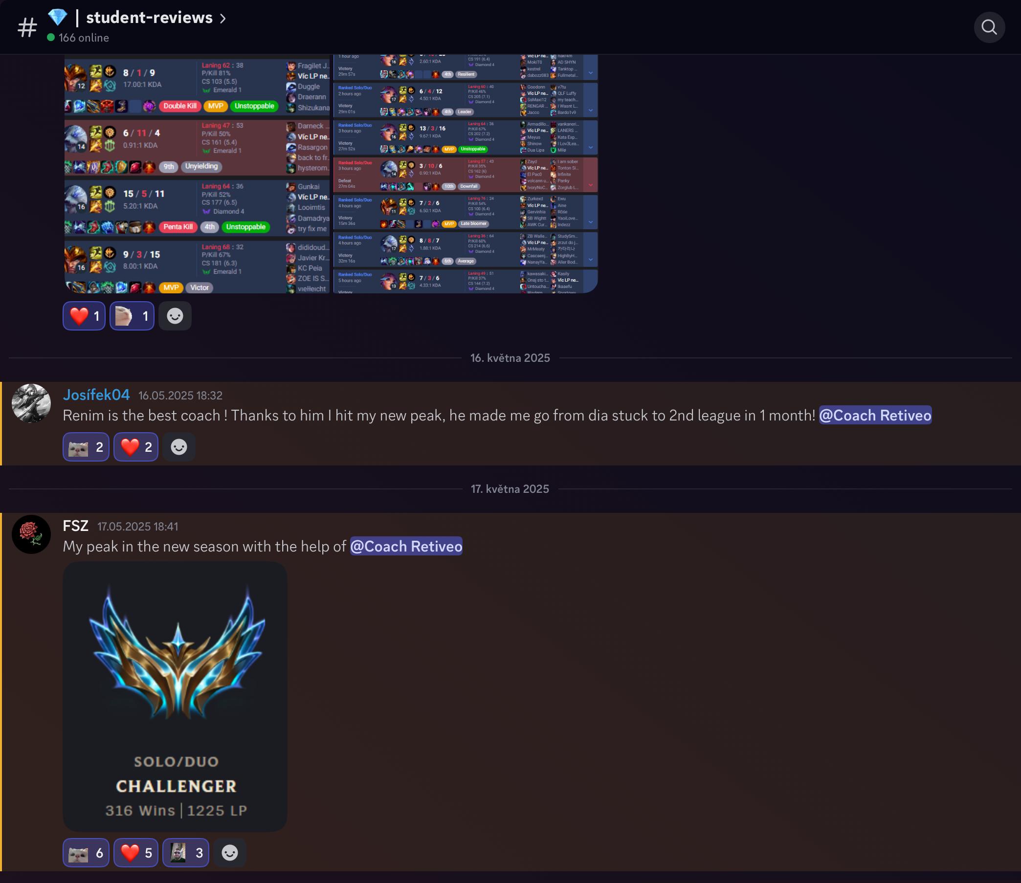Screenshot di una recensione di uno studente